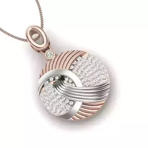 pendant rose gold with diamond in middle 3D print model