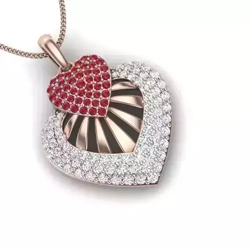 Women heart in heart pendant 3dm stl render detail 3D print model