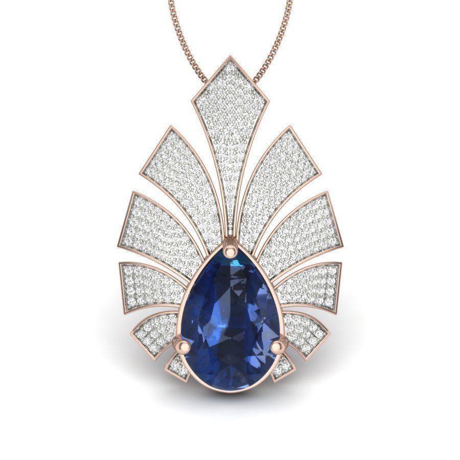 Women Pear Stone necklace 3dm stl render detail 3D print model_5