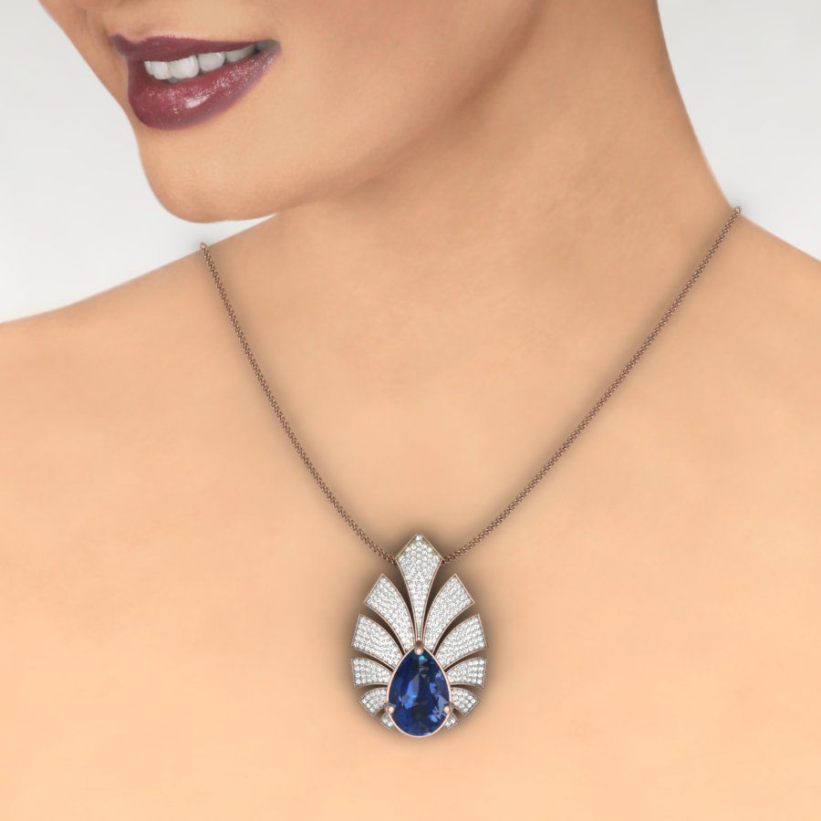 Women Pear Stone necklace 3dm stl render detail 3D print model_13