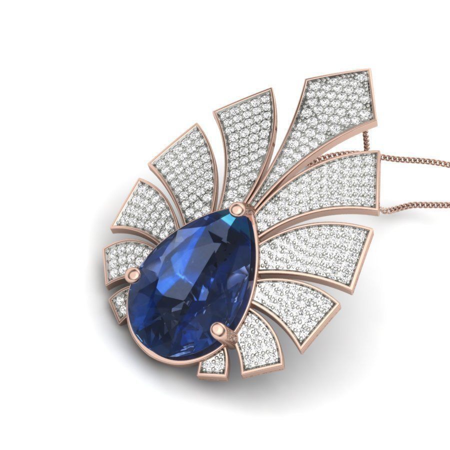 Women Pear Stone necklace 3dm stl render detail 3D print model_7