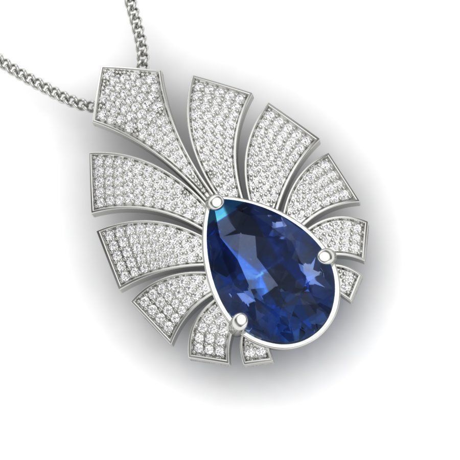 Women Pear Stone necklace 3dm stl render detail 3D print model_15