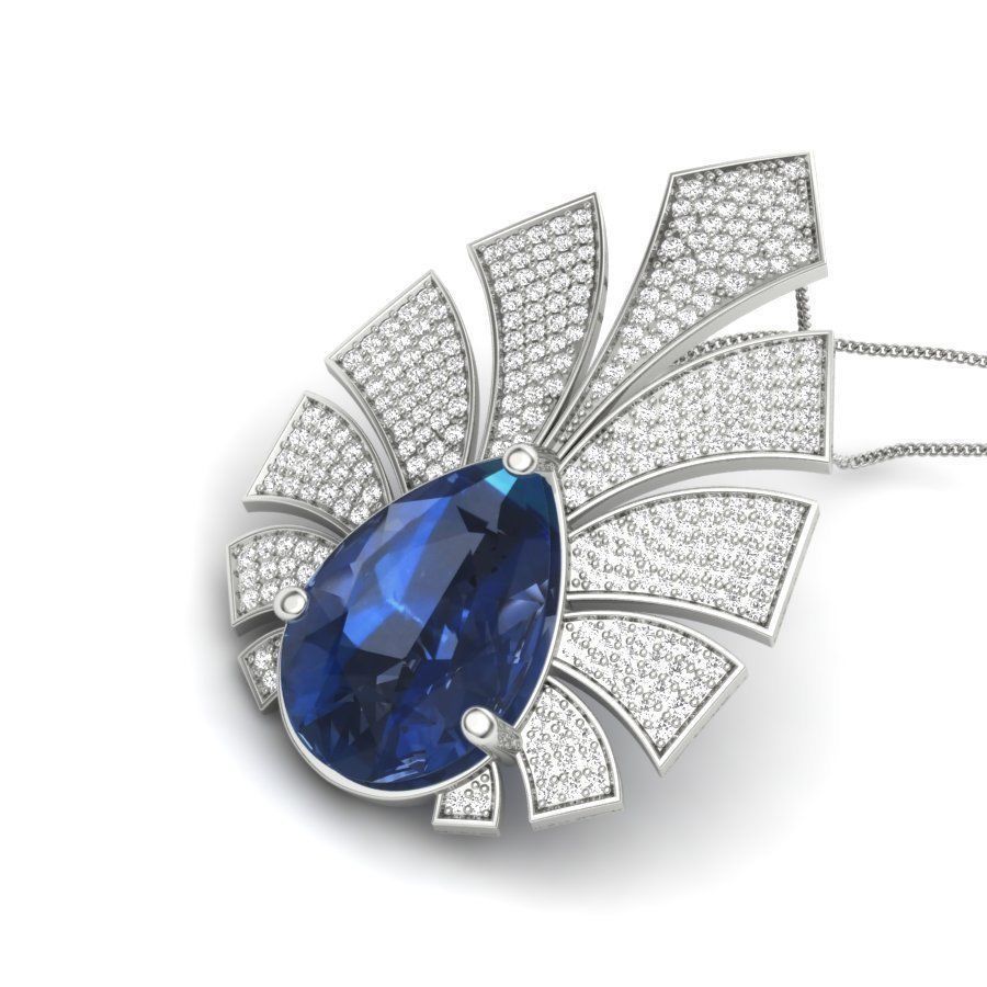 Women Pear Stone necklace 3dm stl render detail 3D print model_12