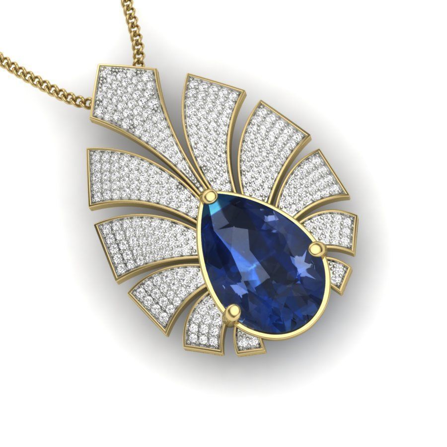 Women Pear Stone necklace 3dm stl render detail 3D print model_1