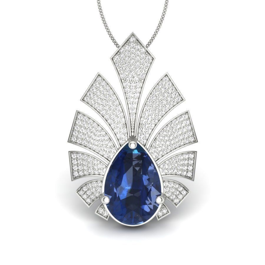 Women Pear Stone necklace 3dm stl render detail 3D print model_11