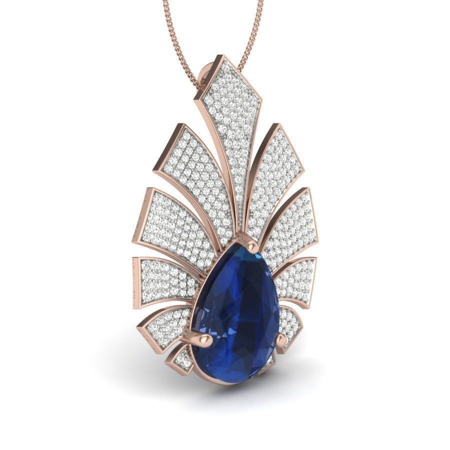 Women Pear Stone necklace 3dm stl render detail 3D print model_8