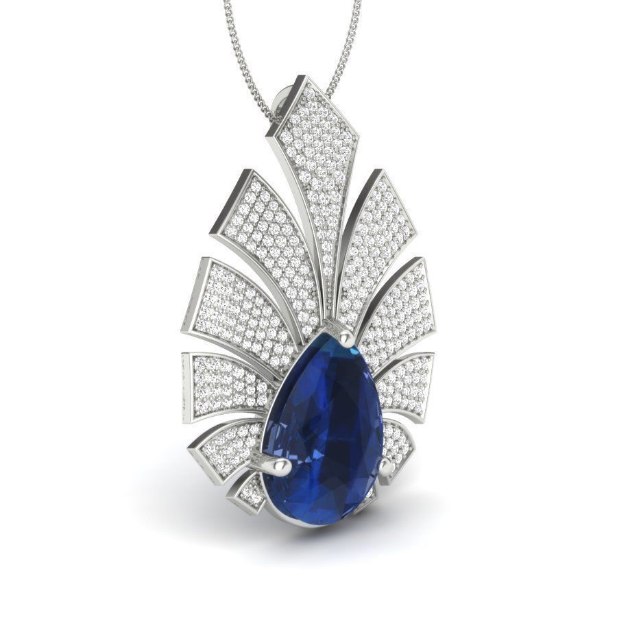 Women Pear Stone necklace 3dm stl render detail 3D print model_9