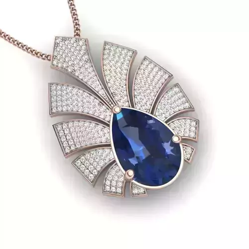 Women Pear Stone necklace 3dm stl render detail 3D print model