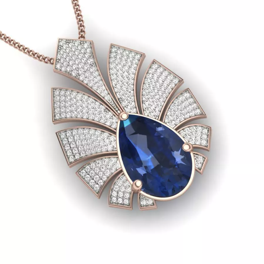 Women Pear Stone necklace 3dm stl render detail 3D print model_0