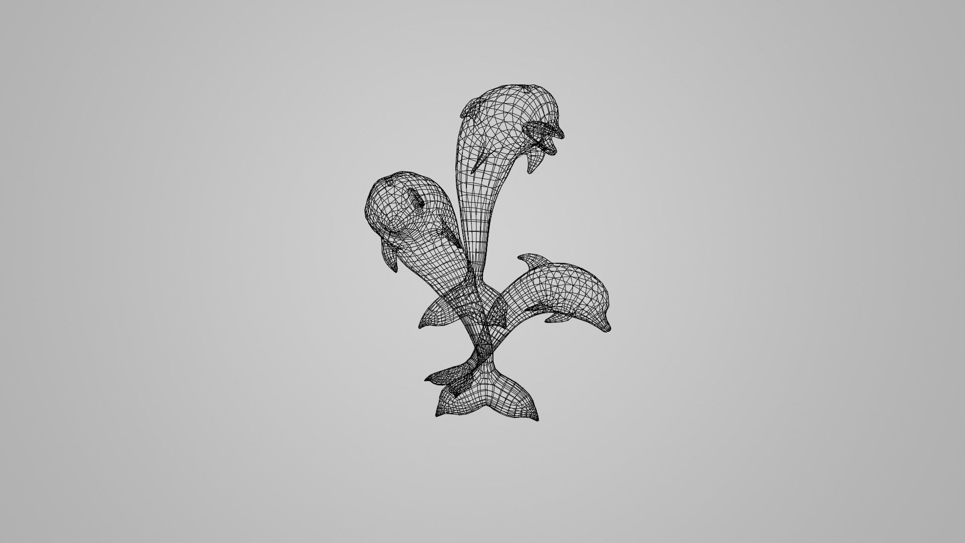 Dolphin statue Low-poly 3D model_5