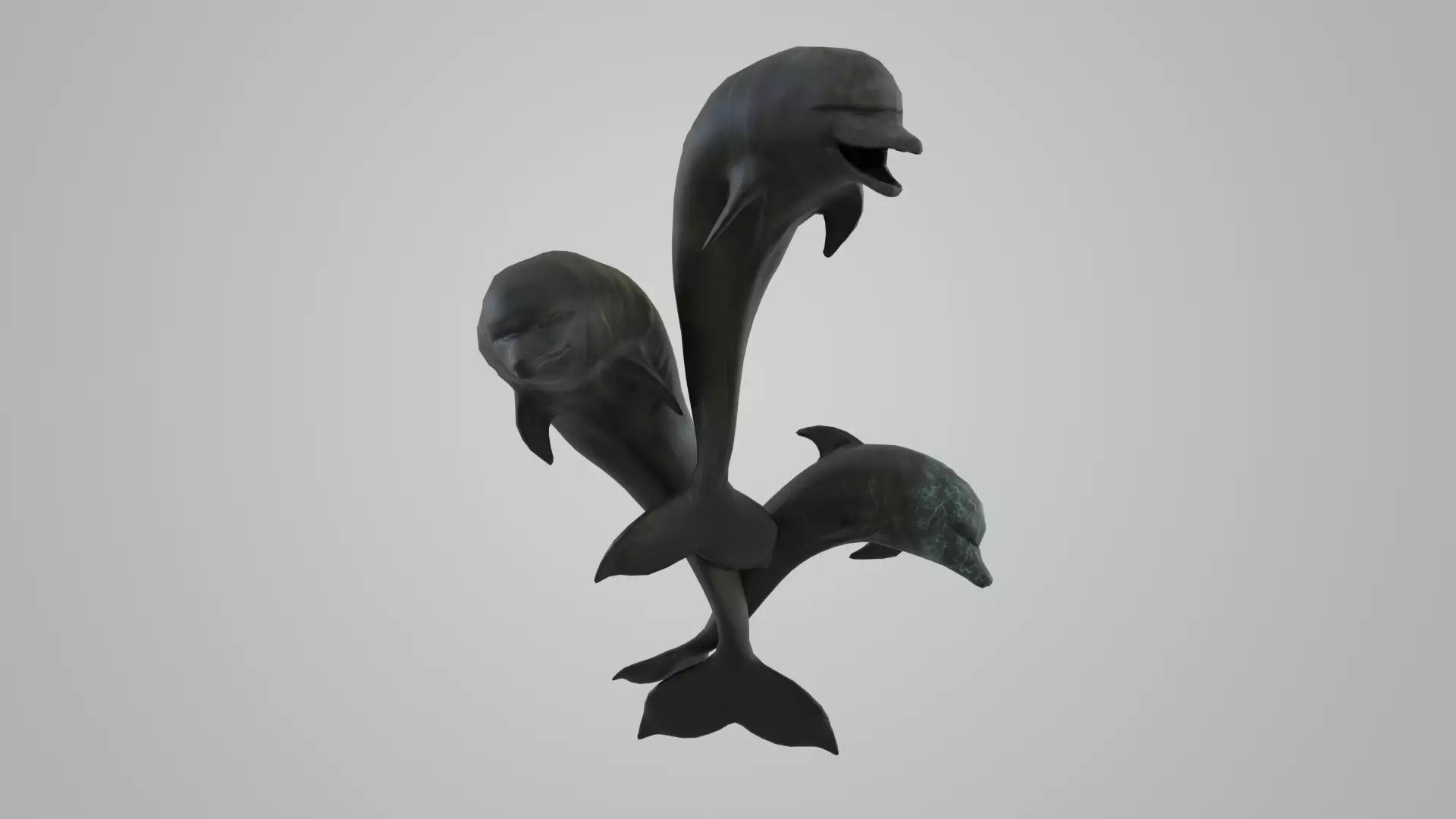 Dolphin statue Low-poly 3D model_0