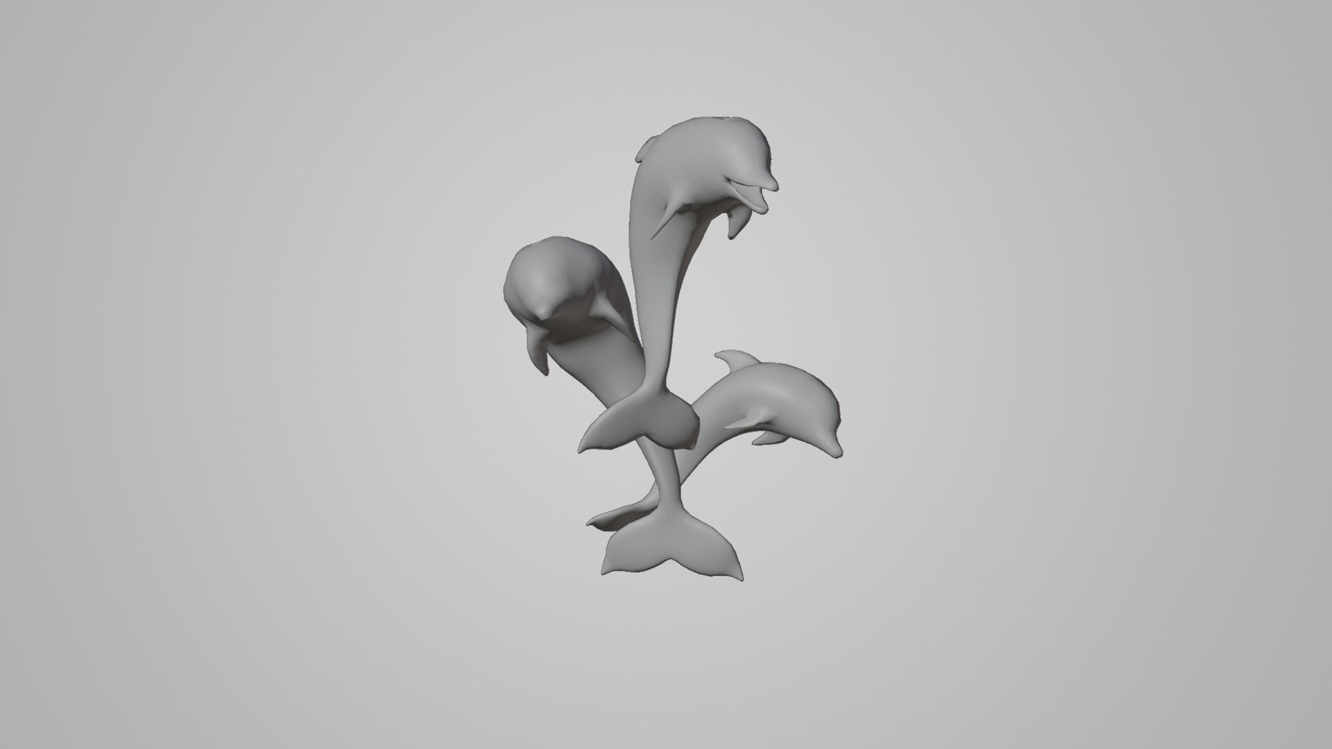 Dolphin statue Low-poly 3D model_4