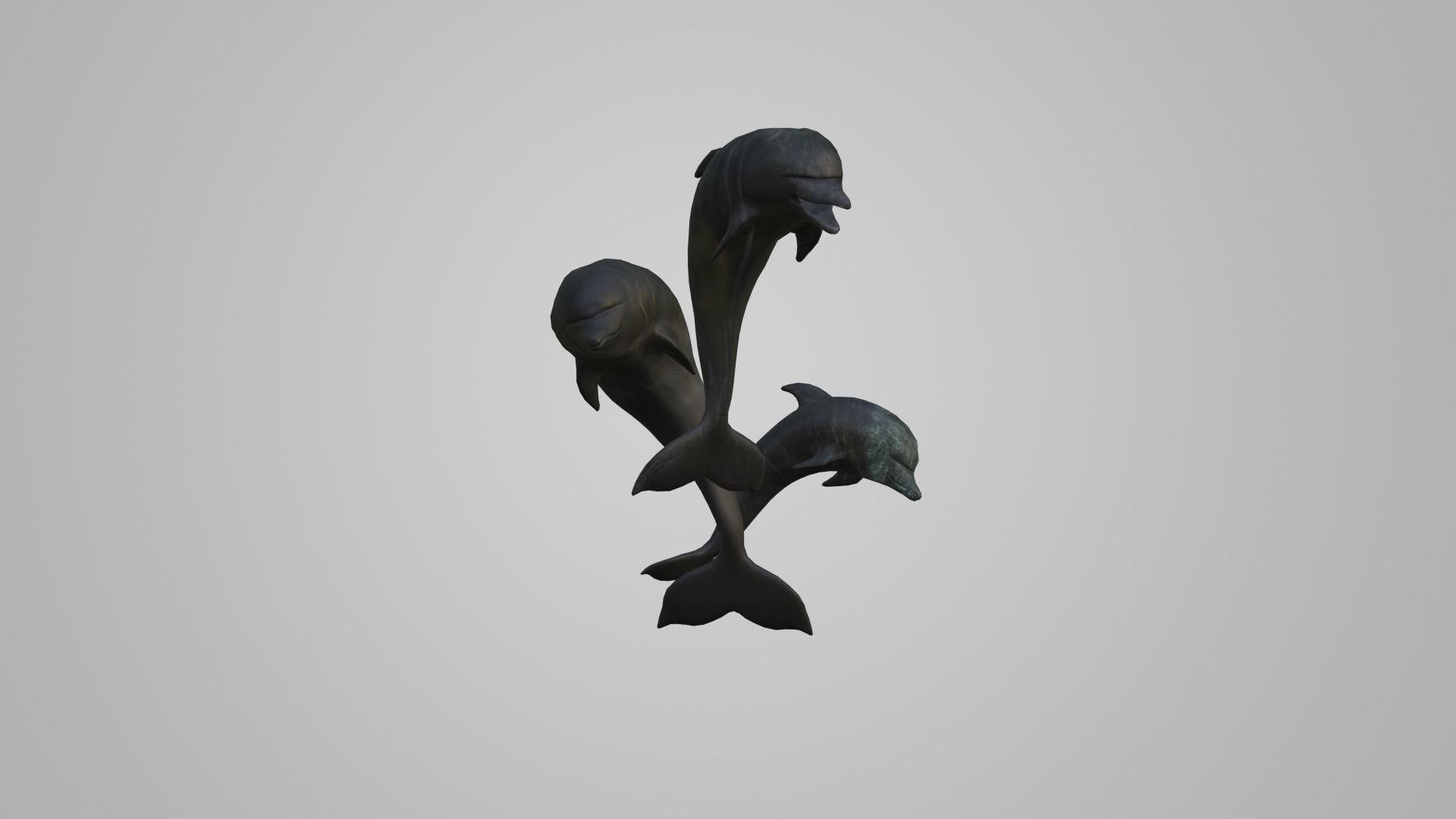 Dolphin statue Low-poly 3D model_3