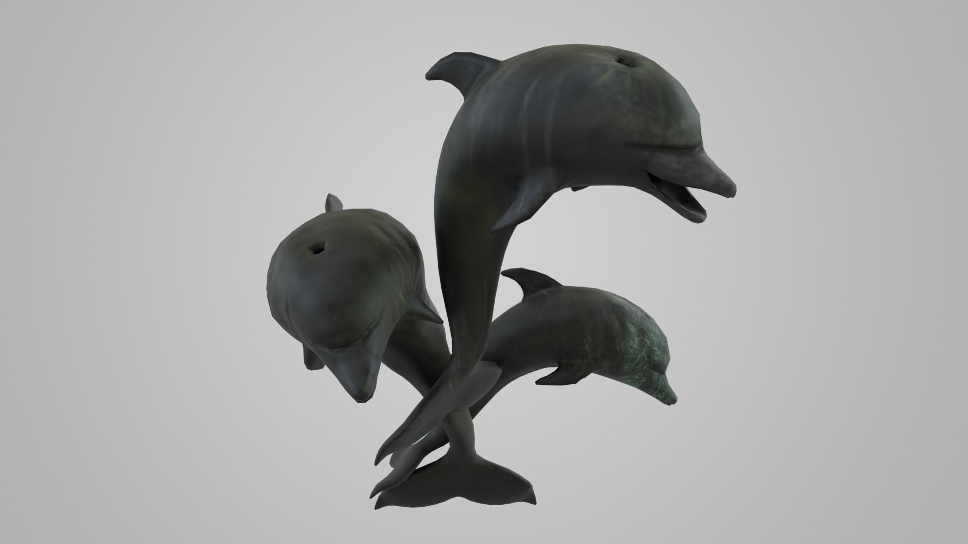 Dolphin statue Low-poly 3D model_2