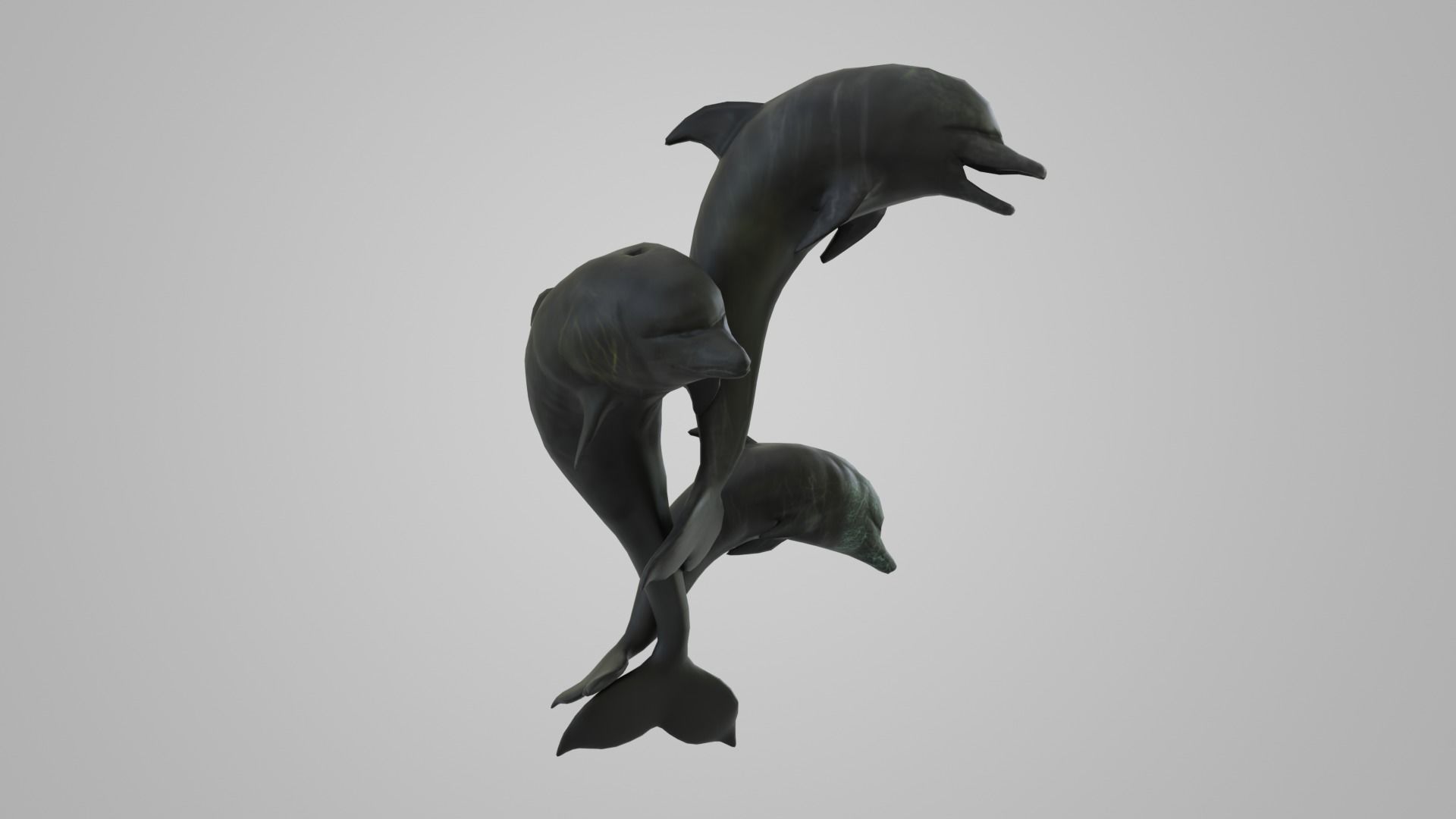 Dolphin statue Low-poly 3D model_1