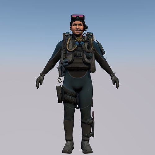 Agent from the game CSGO Captain David swimmers game ready 3D model