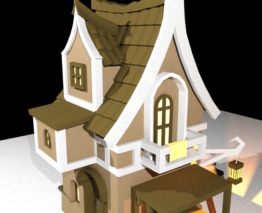 3D house with stairs Low-poly 3D model_6