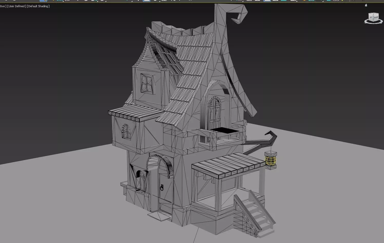 3D house with stairs Low-poly 3D model_0