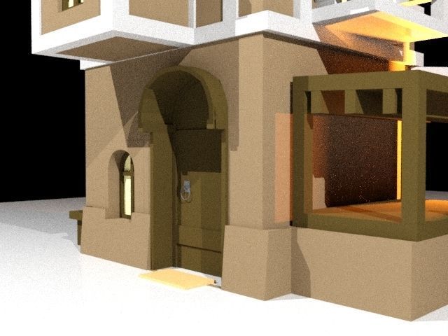 3D house with stairs Low-poly 3D model_4