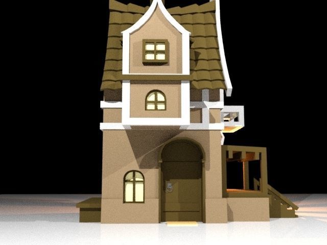 3D house with stairs Low-poly 3D model_3
