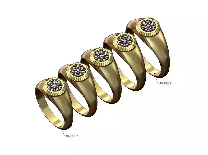Round diamond bezel signet ring US sizes 5to9