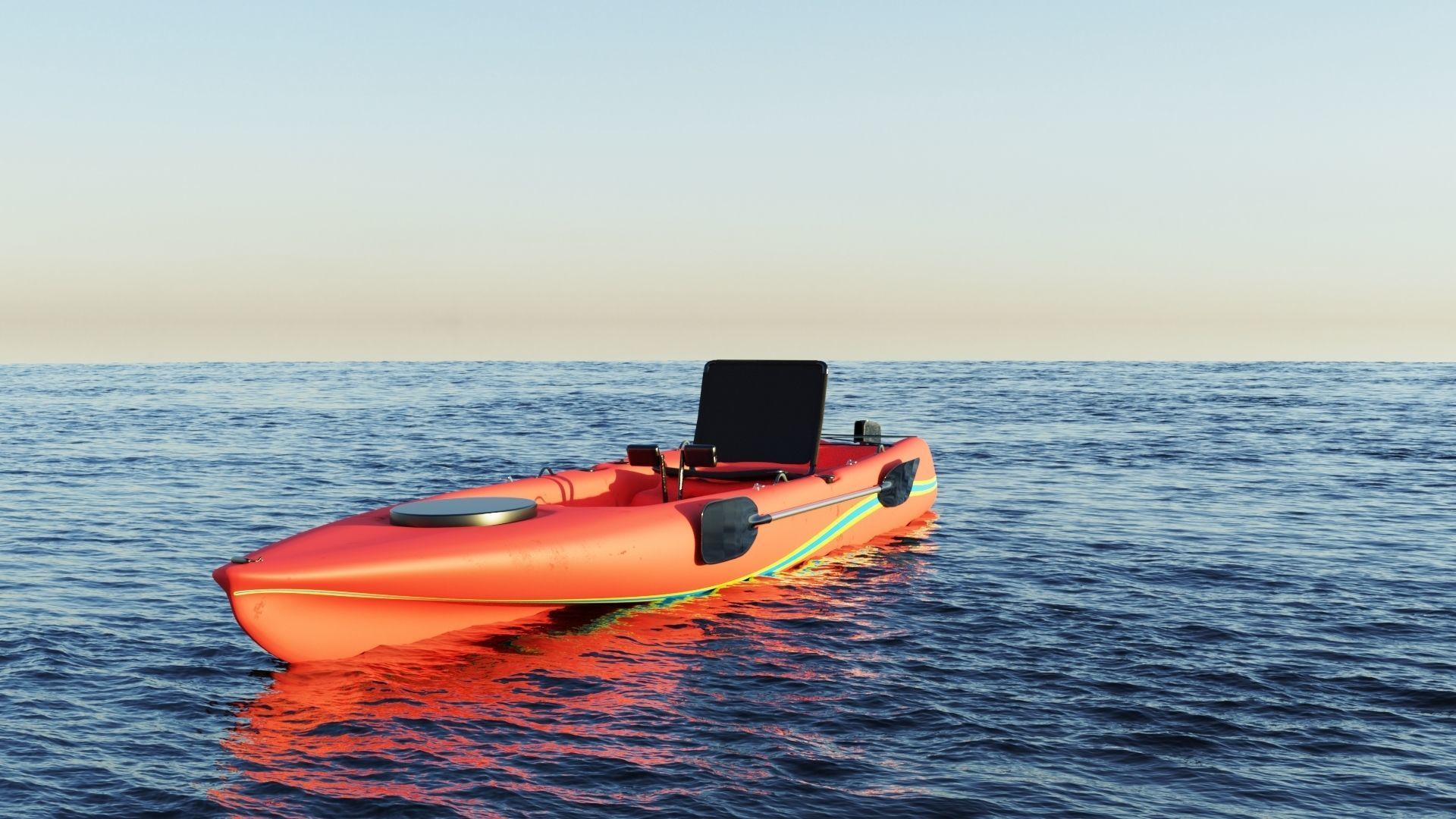 Kayak Low-poly 3D model_1