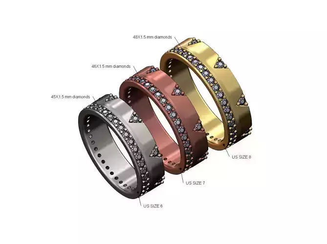 Diamond triangle side eternity ring US sizes 6 7 8 