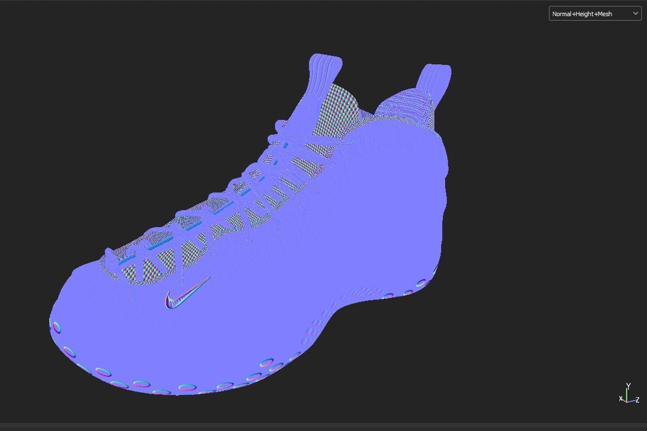 Nike Air Foamposite sneaker Low-poly 3D model_16