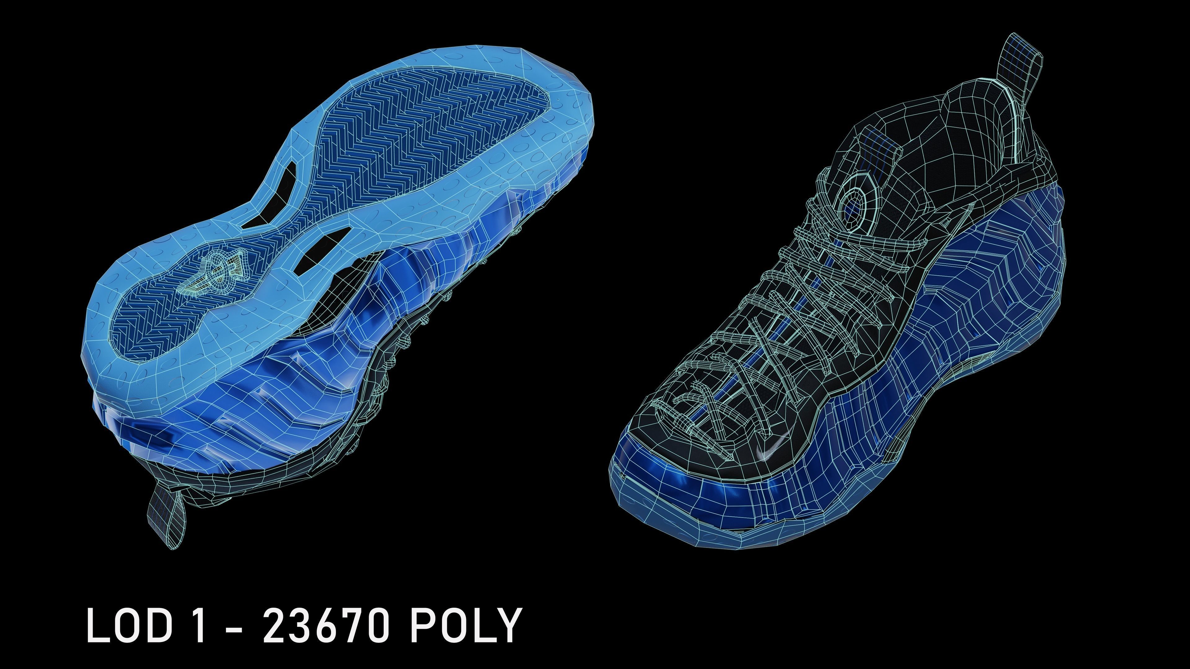 Nike Air Foamposite sneaker Low-poly 3D model_9