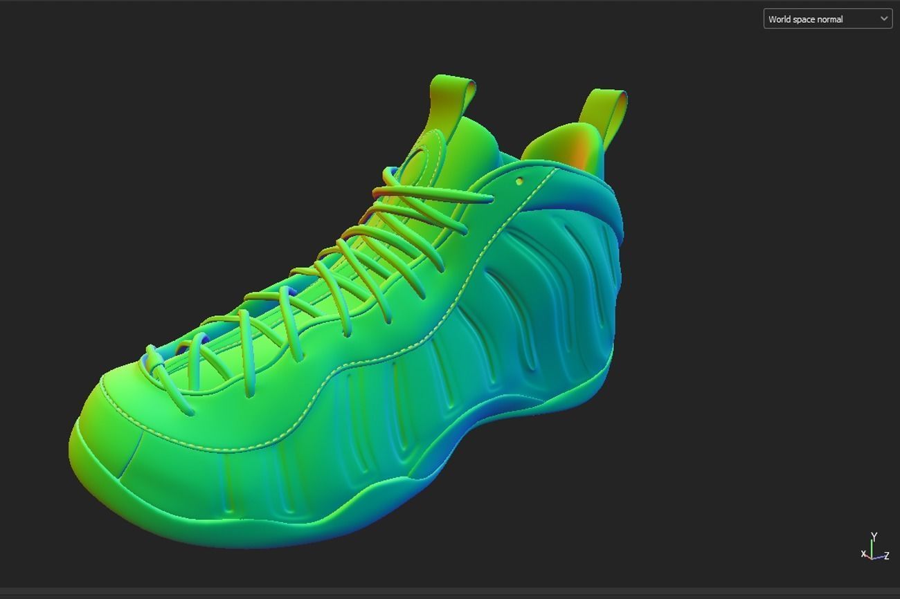 Nike Air Foamposite sneaker Low-poly 3D model_13