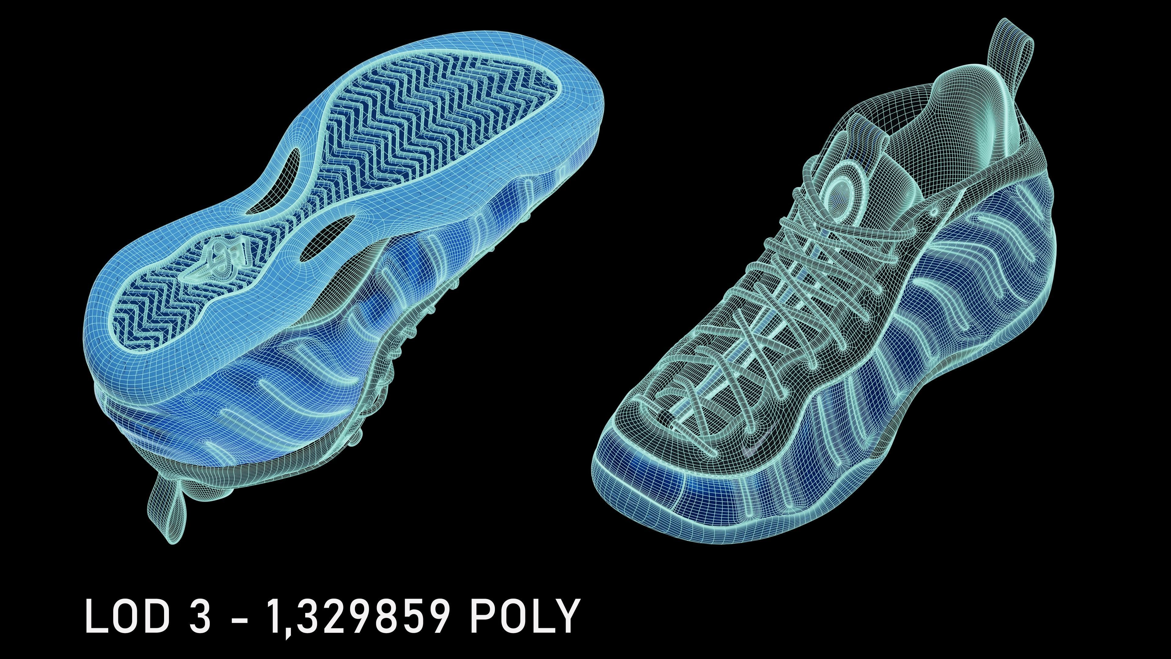 Nike Air Foamposite sneaker Low-poly 3D model_11