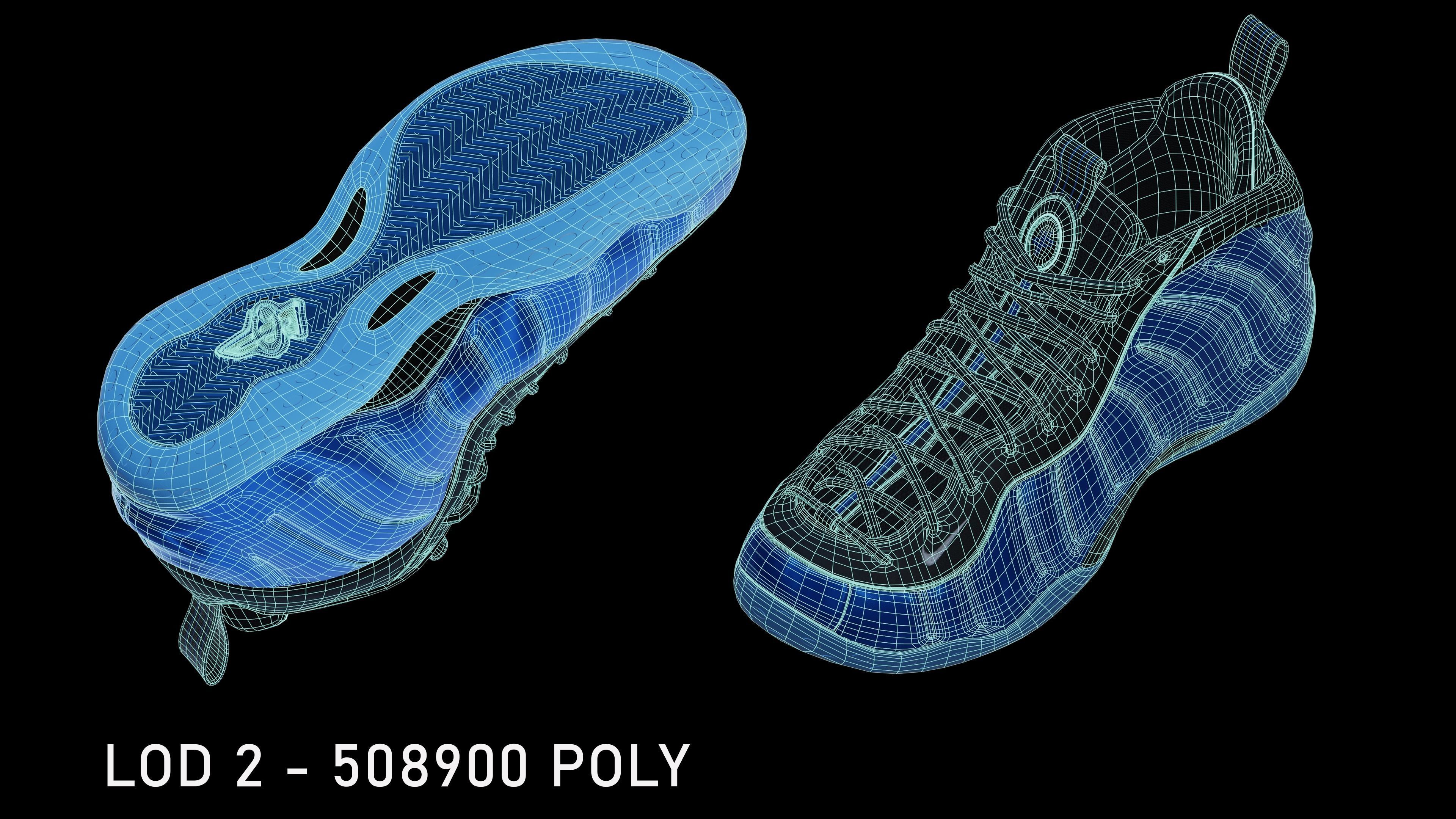 Nike Air Foamposite sneaker Low-poly 3D model_10