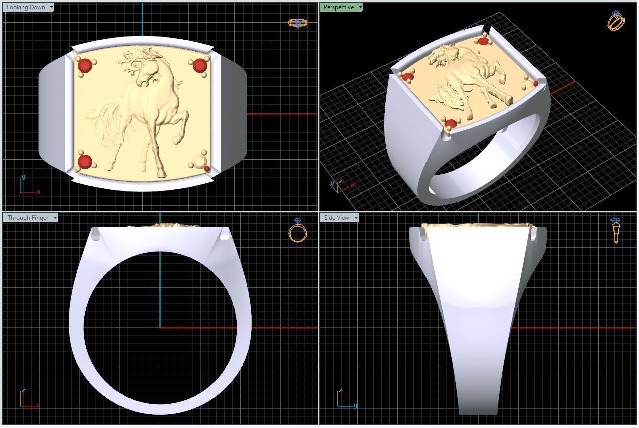 Horse man ring Sculpture jewelry Gold silver 3D print model_7