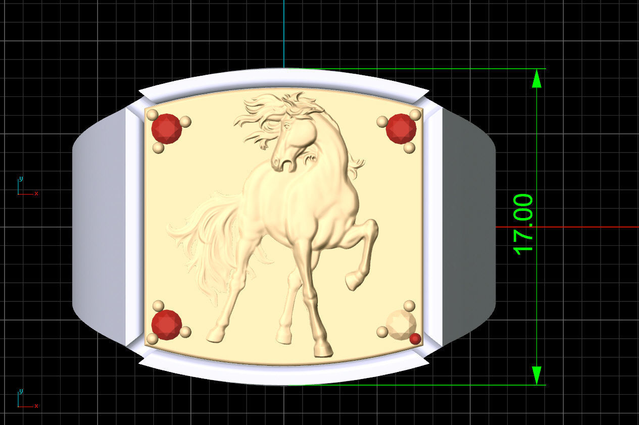 Horse man ring Sculpture jewelry Gold silver 3D print model_6