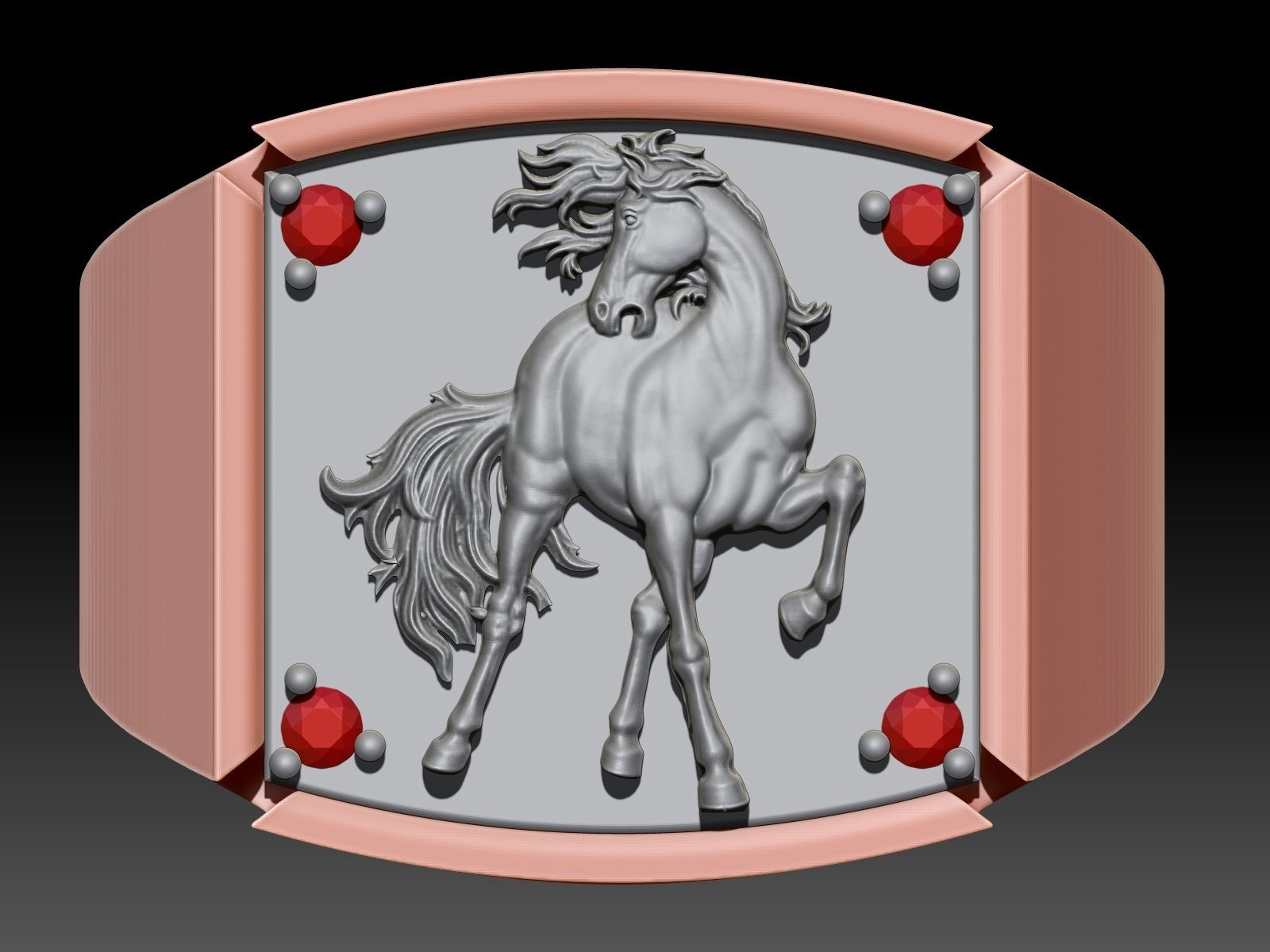 Horse man ring Sculpture jewelry Gold silver 3D print model_1