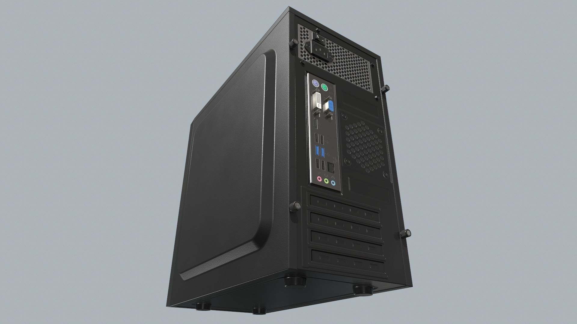 Computer Tower Low-poly 3D model_8