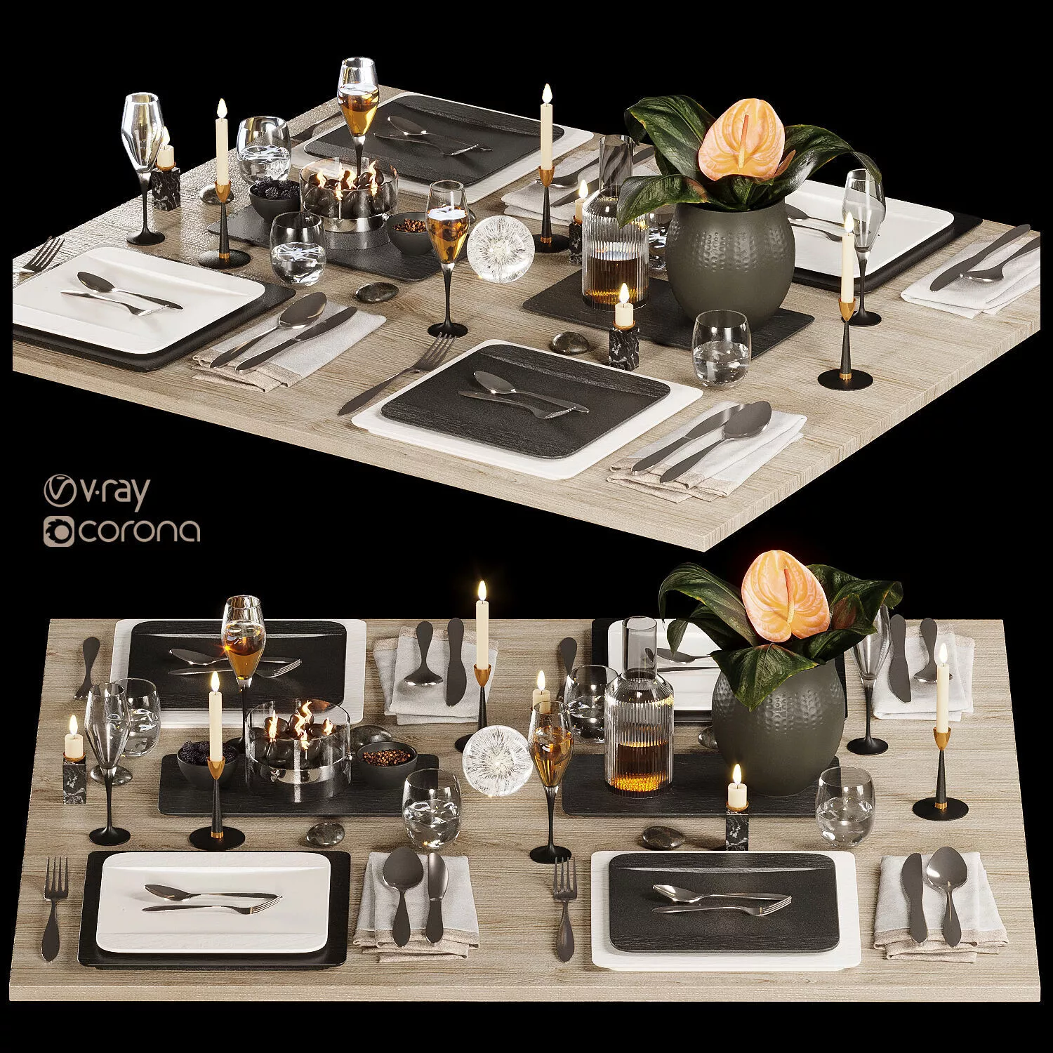 Tableware-4-Manufacture-Rock table setting 3D model