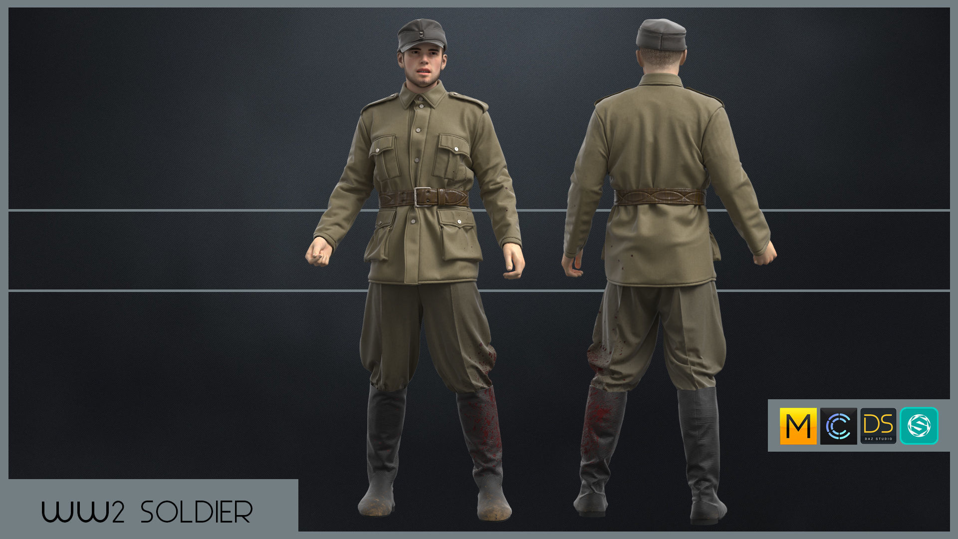 WW2 SOLDIER 3D model_2