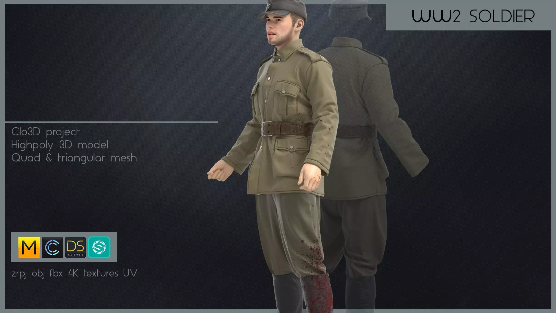 WW2 SOLDIER 3D model_0