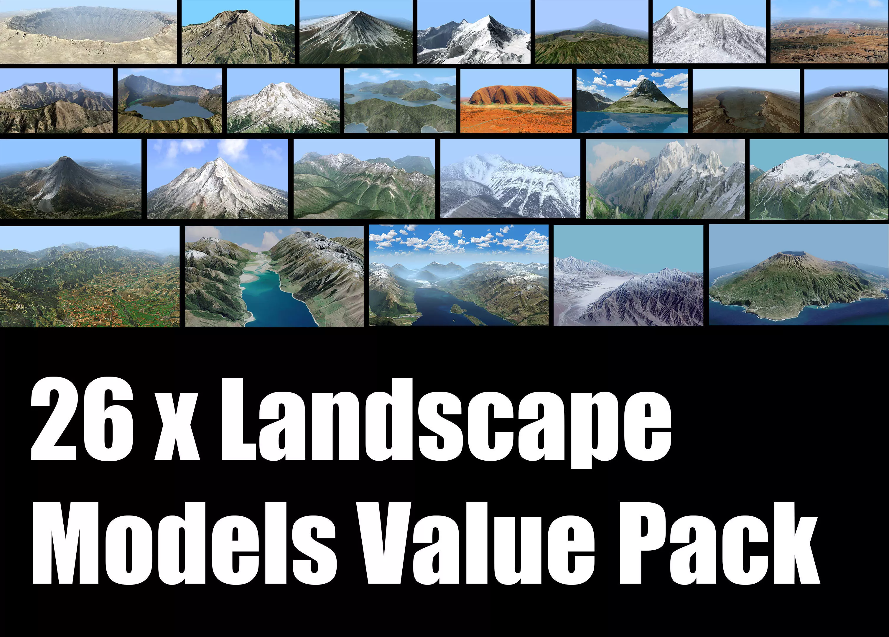 Volcano Mountains Pack 3D model_0