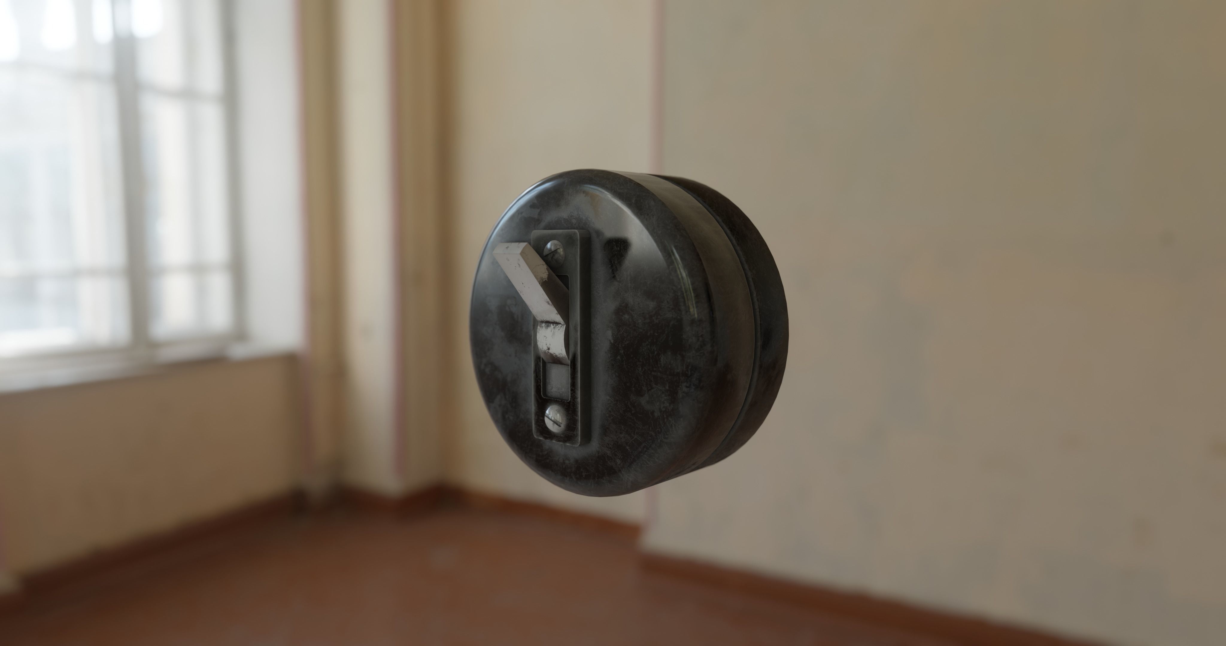 old Vintage toggle Light Switch Low-poly 3D model_6