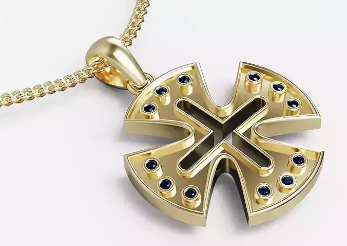 Cross shield pendant   gold silver  jewelry 3D printable model