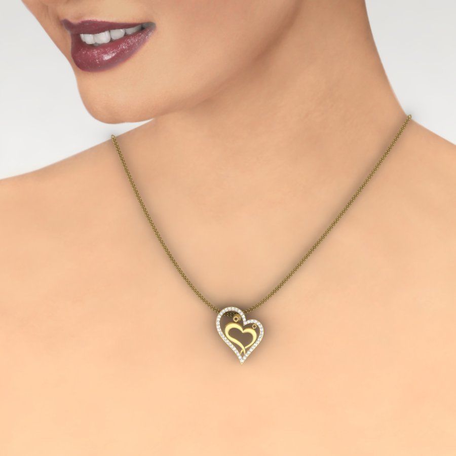 Women heart pendant 3dm render detail  3D print model_13