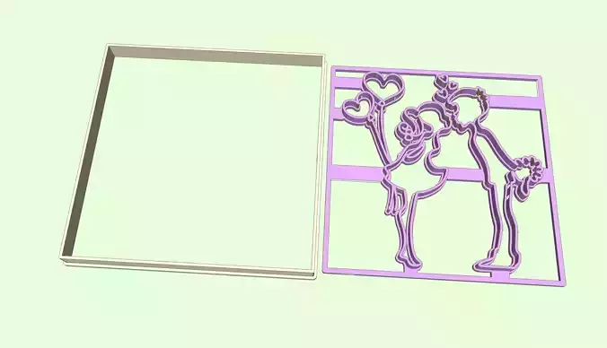 Couple Kiss Cookie Cutter Set 3D print model