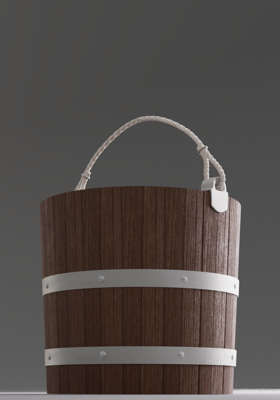 Wood bucket  3D model_4