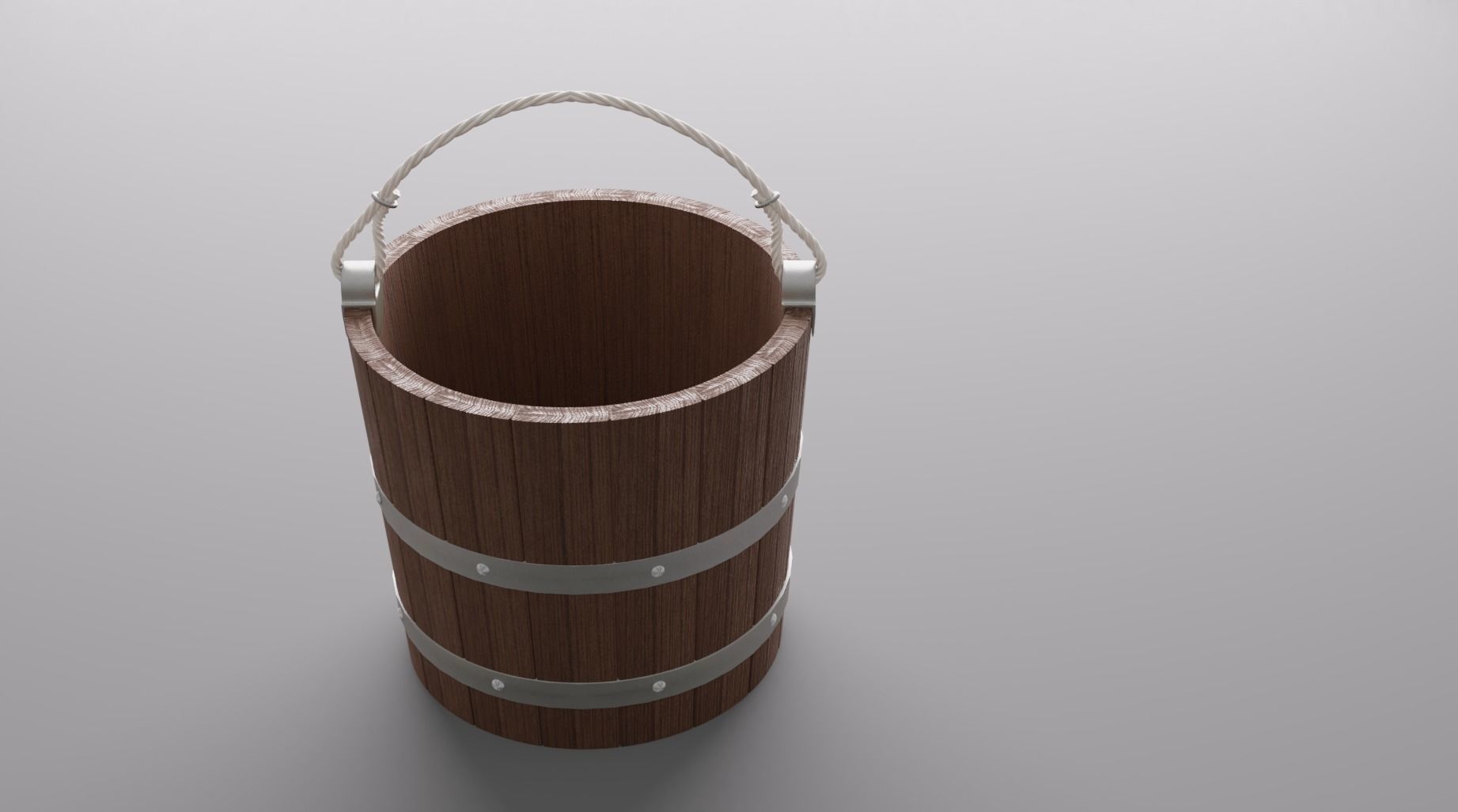 Wood bucket  3D model_2