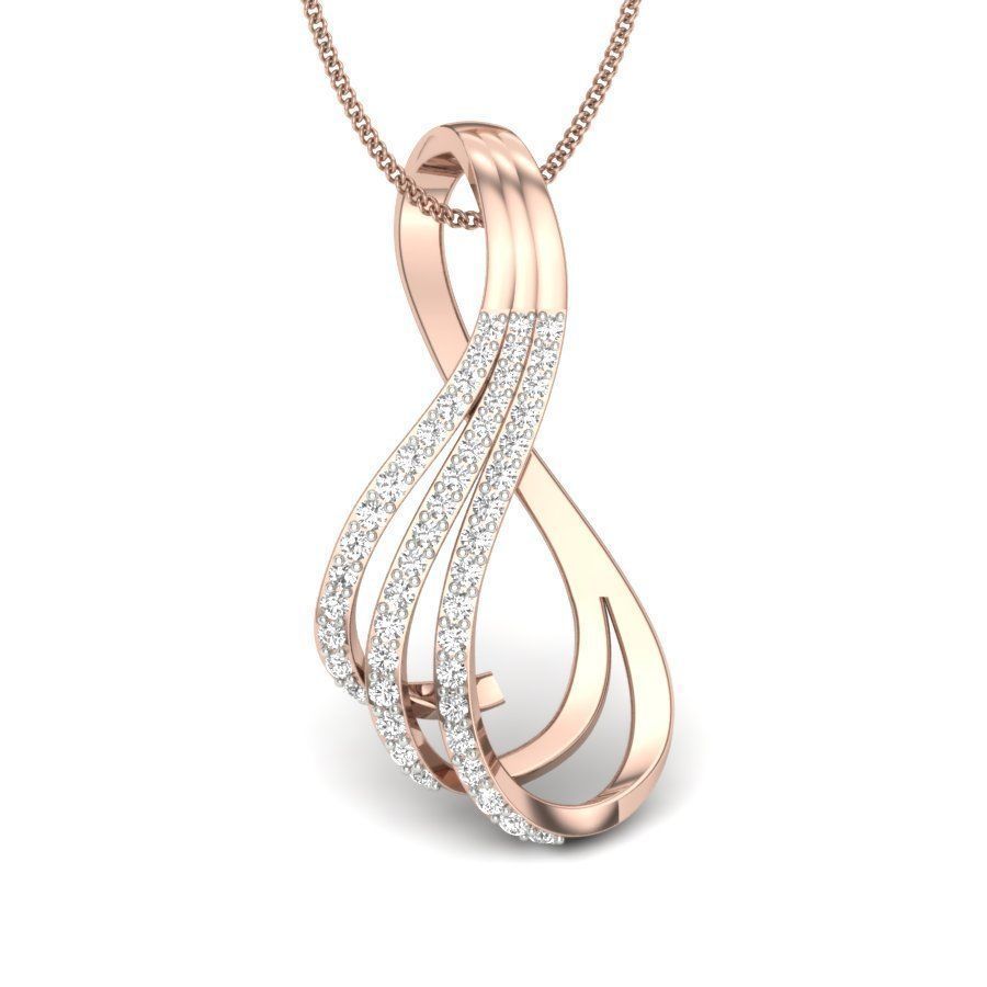 pendant 3dm stl render detail rose gold with diamonds 3D print model_4