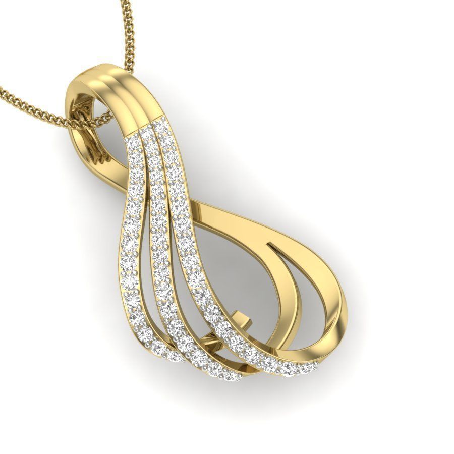 pendant 3dm stl render detail rose gold with diamonds 3D print model_1