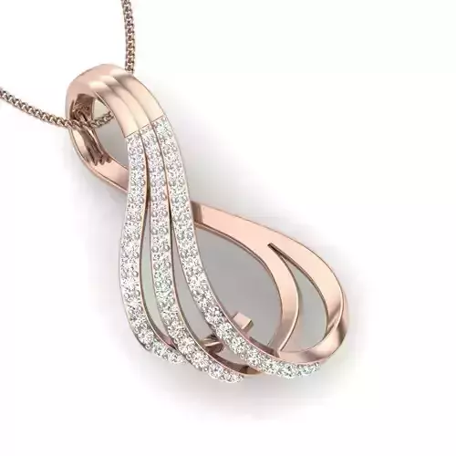 pendant 3dm stl render detail rose gold with diamonds