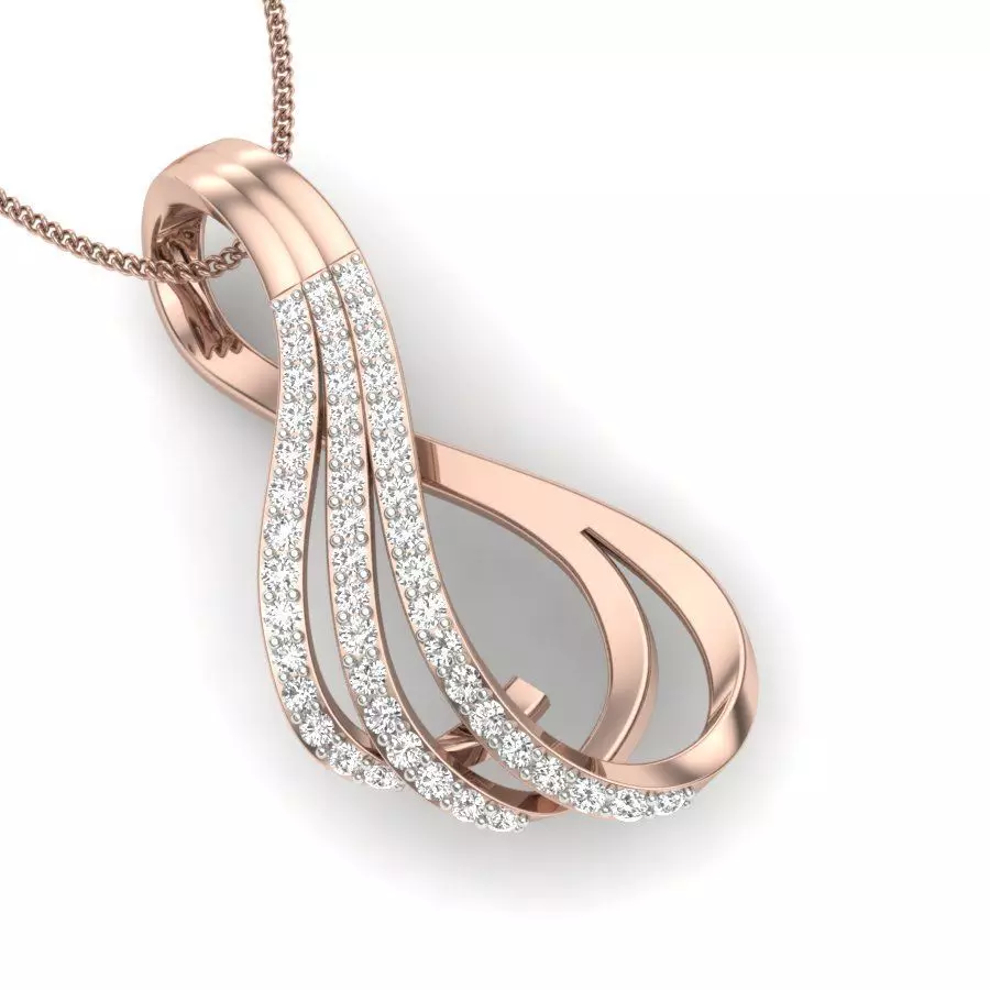 pendant 3dm stl render detail rose gold with diamonds 3D print model_0